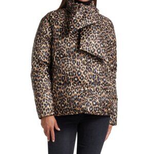 Kate Spade NY Reversible Leopard-Print Button-Front Central Puffer